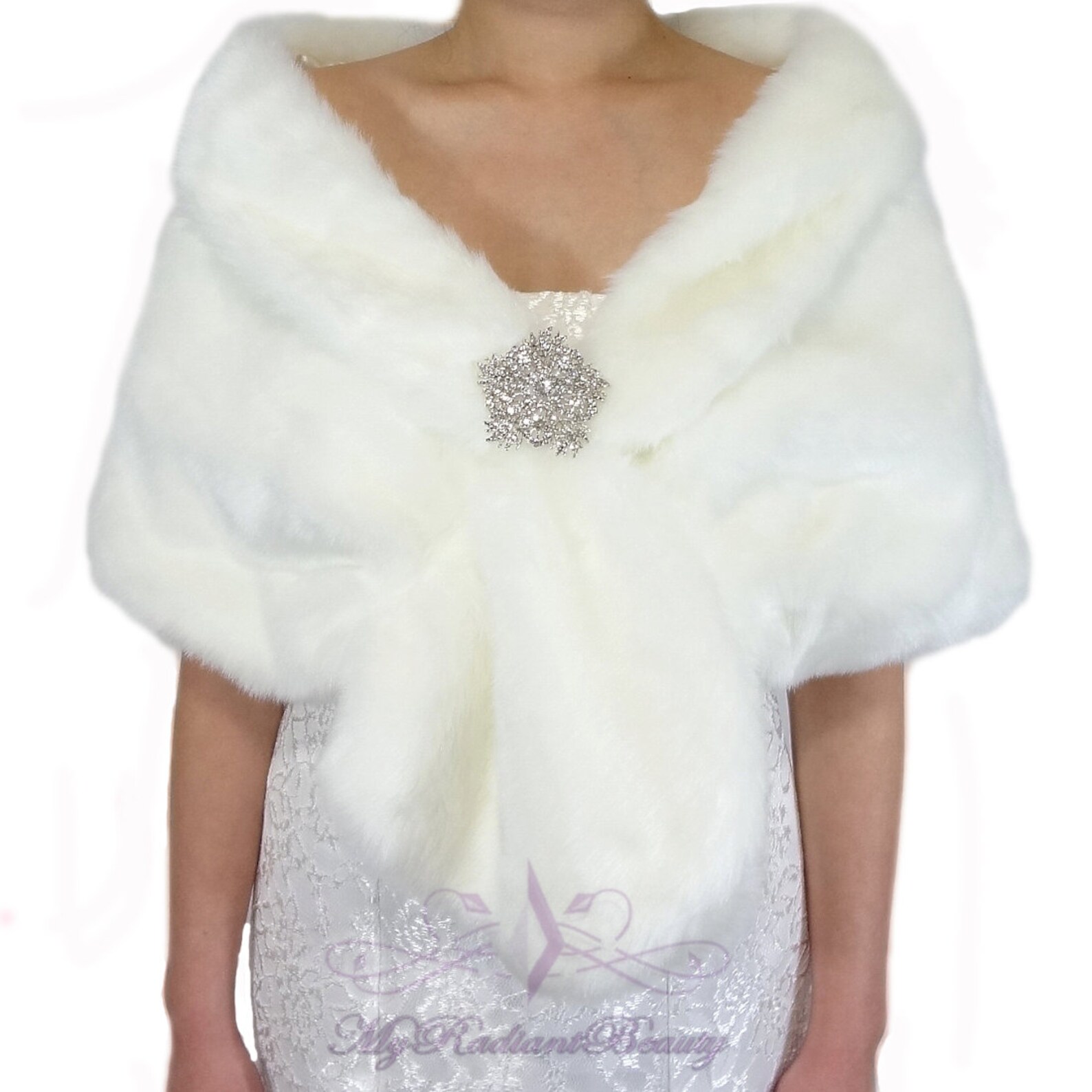faux fur ivory shawl