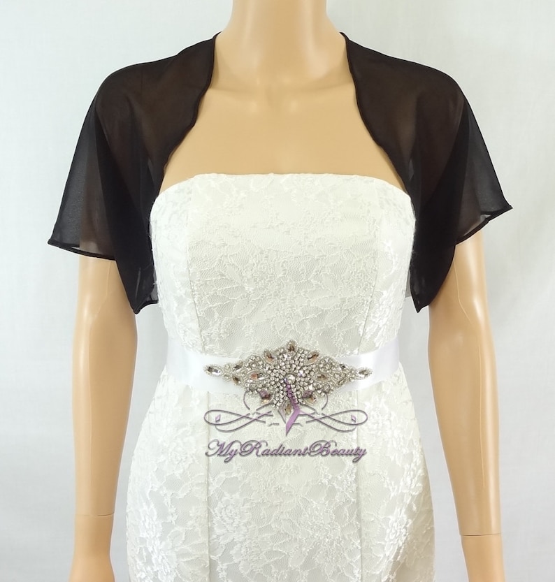 Chaqueta de gasa negra bolero de novia chaqueta de bolero de Etsy España