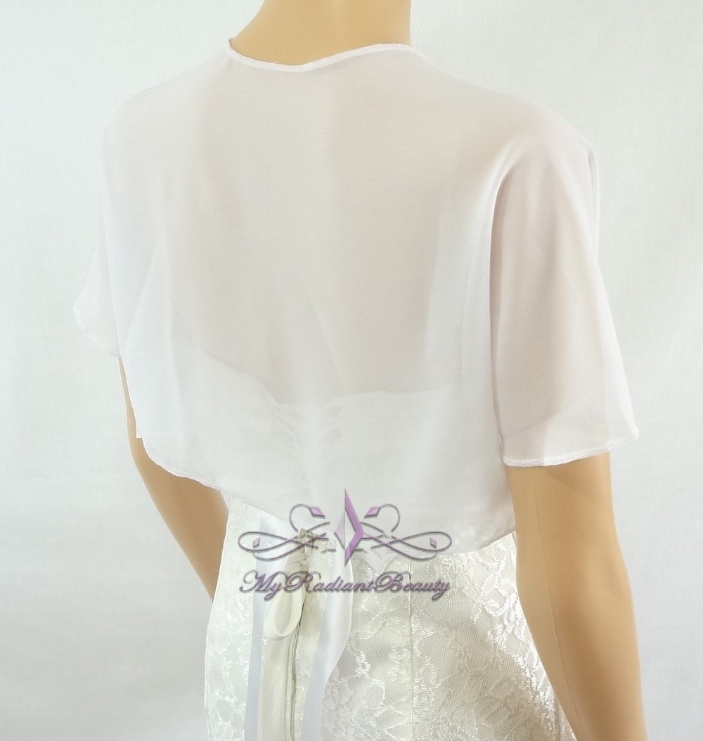 White Chiffon Jacket Bridal Bolero Wedding Bolero Jacket