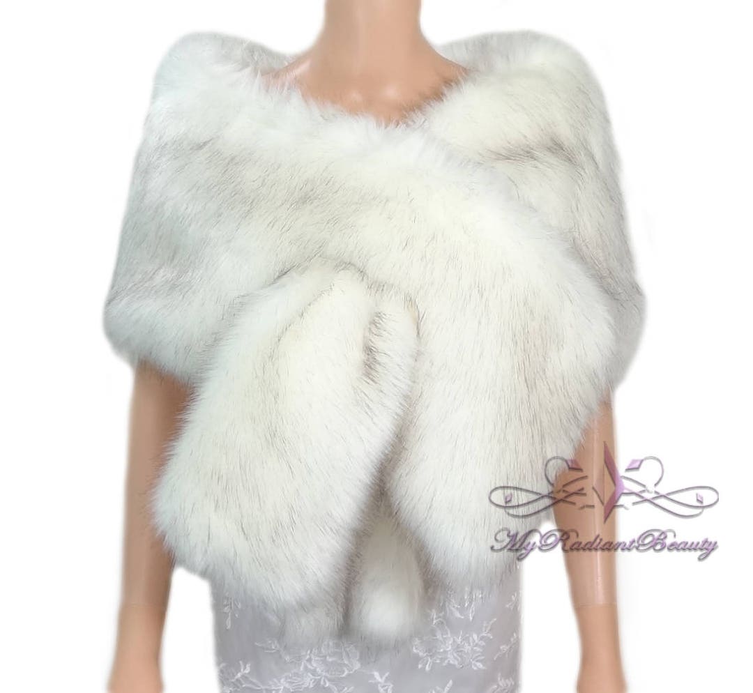 faux fur ivory shawl