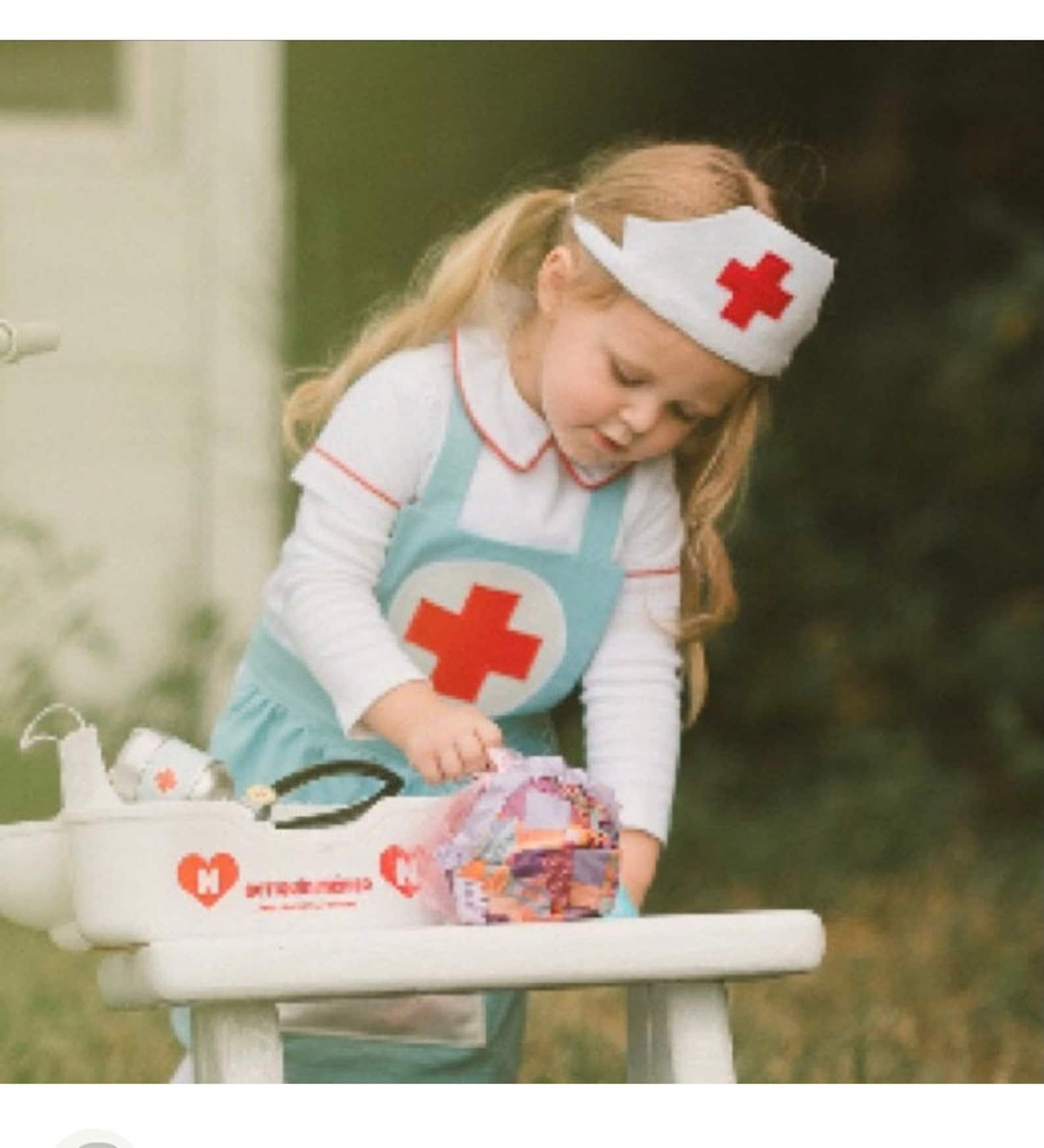 Child Nurse Costume Nurse Apron Girls Nurse Costume Kids Etsy