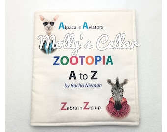 Baby book, Quiet book, Toddler book, Soft cloth book for baby, Zootopia A to Z