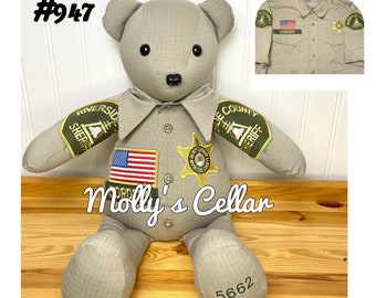 Police bear, law enforcement bear, bear from police uniform, law enforcement memory bear, police memory bear,