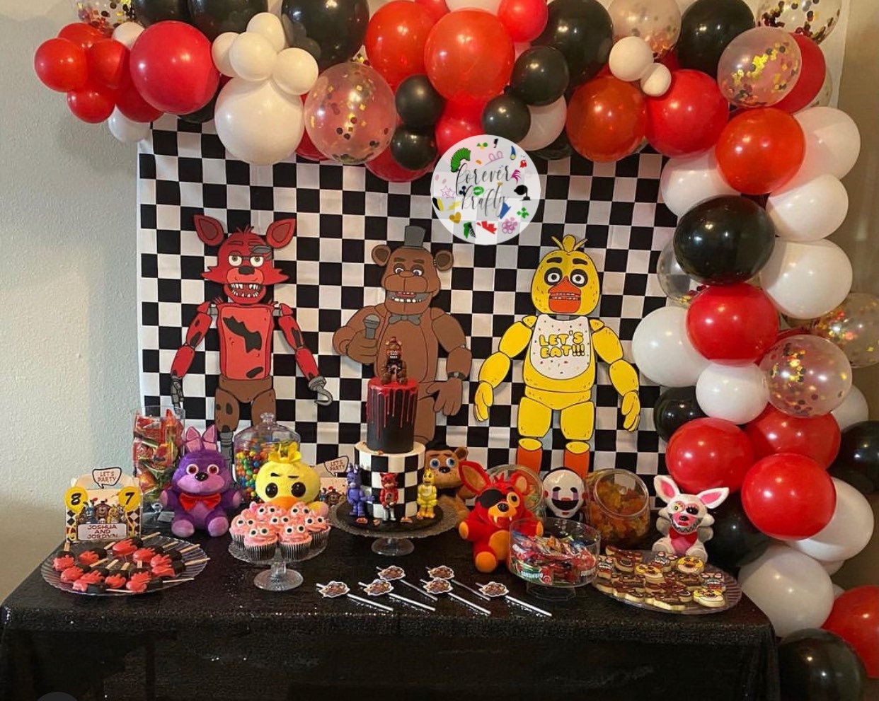 Five Nights at Freddy Birthday Party Supplies, 20 Plates, 20 Cups and 1  Tablecover, FNAF Party Decorations