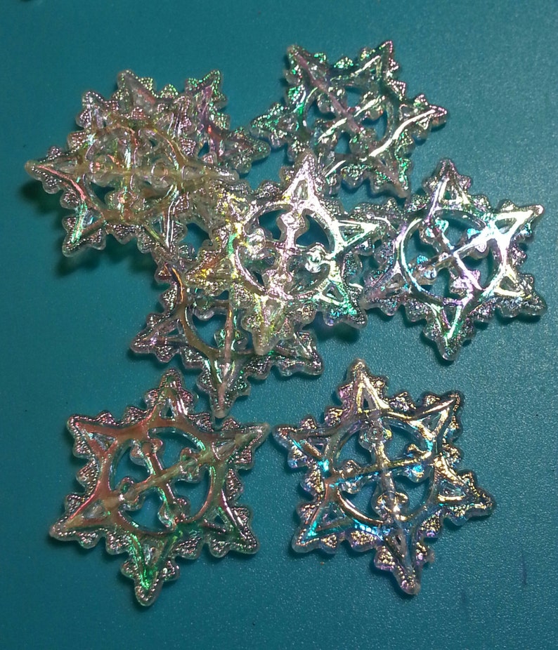 for Christmas Decor Clear AB Hair Bows Scrapbooking,Crafts Acrylic etc. 25mm Ornaments Snowflake Embellishments Flatback 8pc