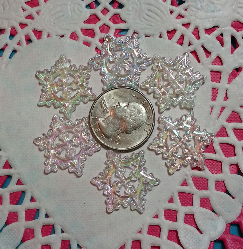 for Christmas Decor Clear AB Hair Bows Scrapbooking,Crafts Acrylic etc. 25mm Ornaments Snowflake Embellishments Flatback 8pc