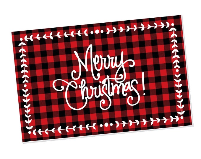 Paper Placemats | Merry Christmas Buffalo Check