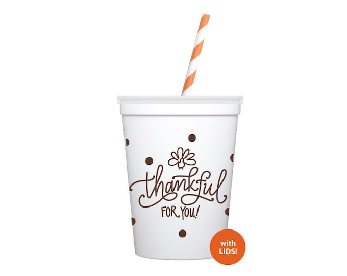 Kid's Cups | Thankful for You (with lids + straws!)