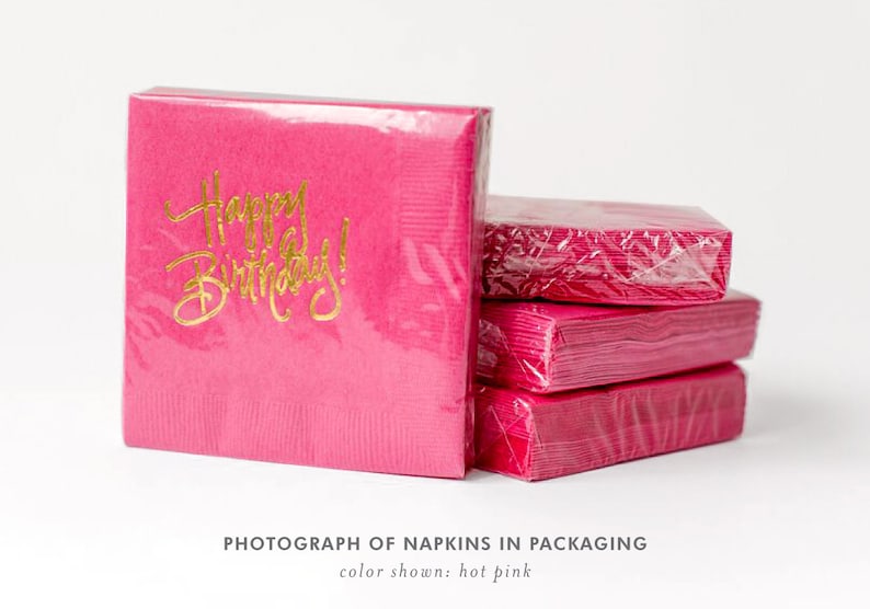 Napkins Happy Birthday Happy Pink in stock image 2