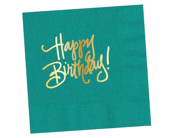 Napkins | Happy Birthday - Teal