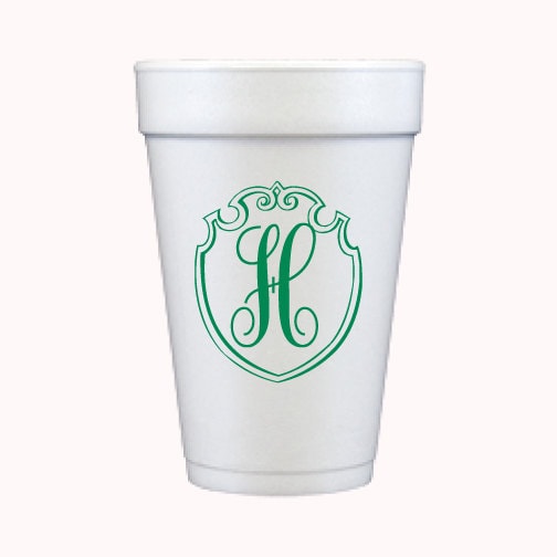 Custom Foam Cups  Monogram Shield (custom order)