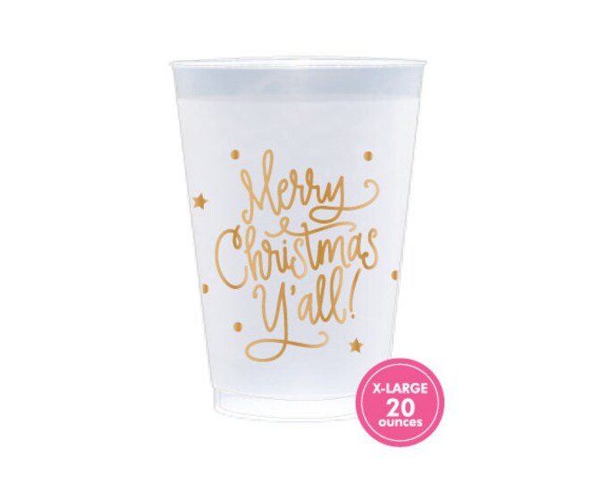 Frosted Cups - Large | Merry Christmas Y'all!