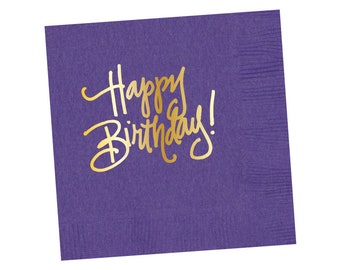 Napkins | Happy Birthday - Purple