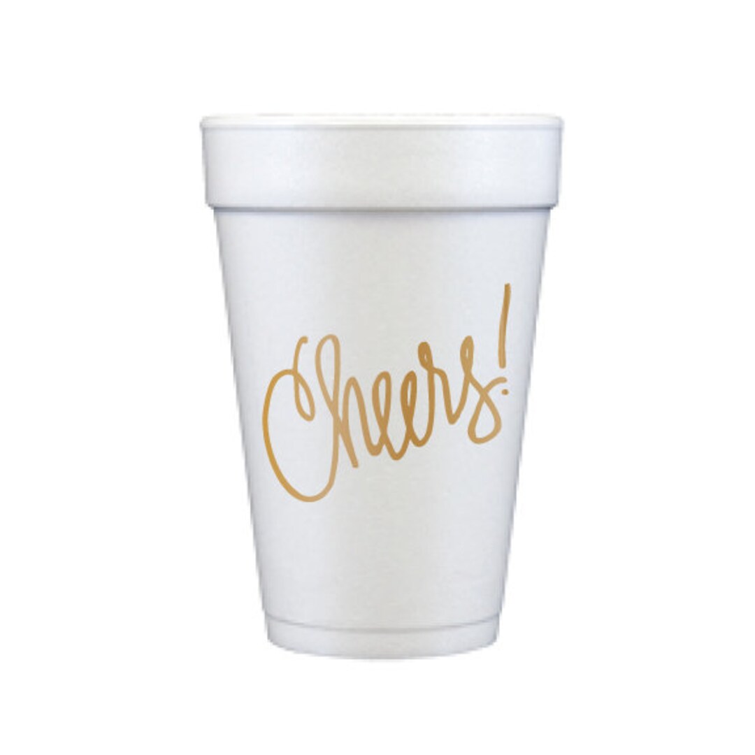 Foam Cups | Cheers! (gold) - Etsy