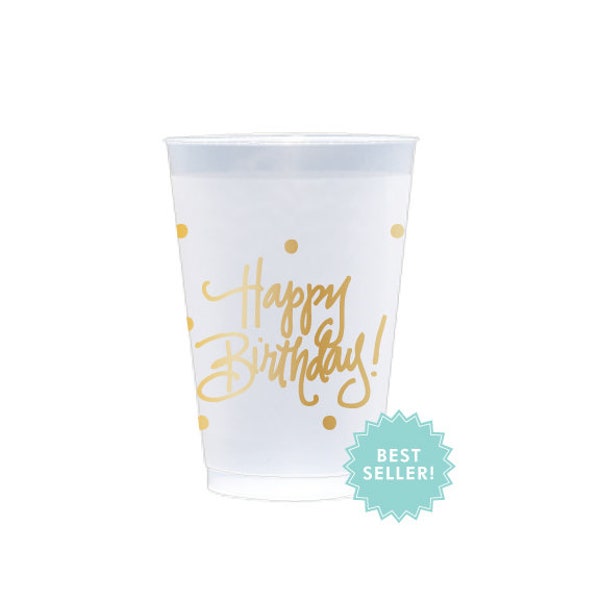 Happy Birthday! (gold) | Frost Flex Cups (12 oz.)