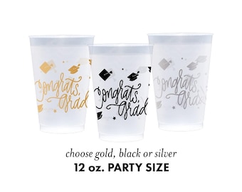 Congrats, Grad! | Frost Flex Cups  (12 oz)  choose gold, silver or black