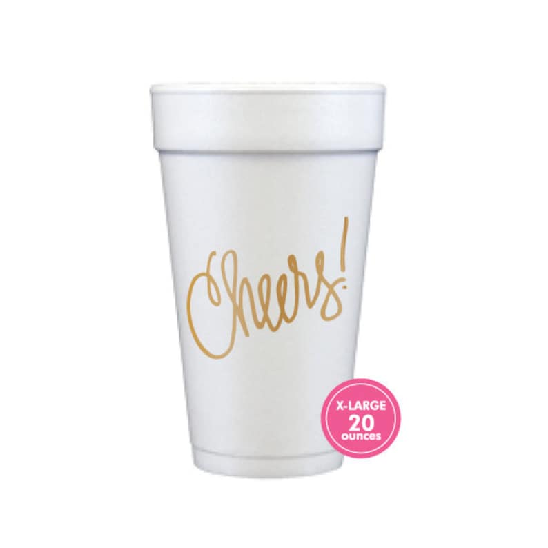 | Cheers! gold Large! 20 oz Foam Cups