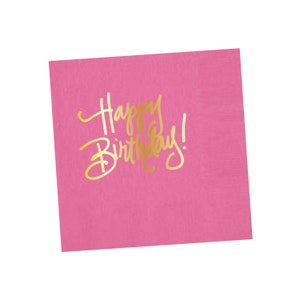 Napkins Happy Birthday Happy Pink in stock image 1