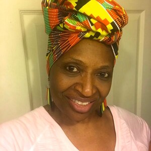 African print/Ankara Head wrap/Ready to ship/fast shipping/ large head wrap Sample not in stock image 1