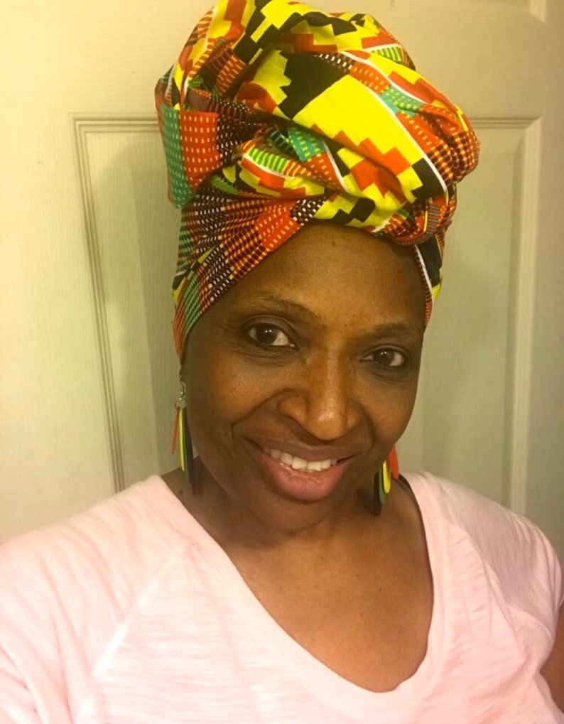 African print/Ankara Head wrap/Ready to ship/fast shipping/ large head wrap Sample not in stock image 1