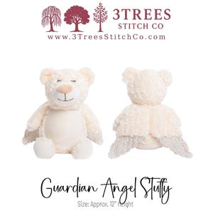 Embroidered Guardian Angel Bear: Custom Stuffed Animal Gift