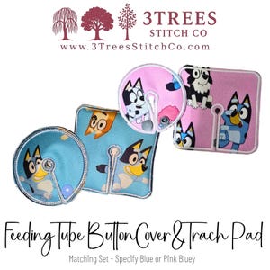 Trach Pad + Matching Feeding Tube Button Cover Set | Multiple Prints & Sizes | Classic or Enhanced Style | Ships Fast | G-Tube Accessory