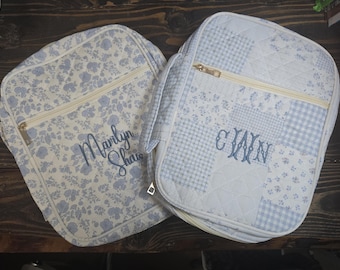 Quilted Bible Cover with Front Pocket | 7 Color Options | Embroidery Ready | 9x11x2