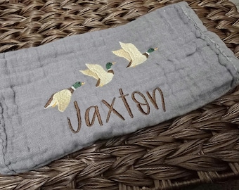 Personalized Baby Burp Cloth: Custom Embroidered Muslin, Monogrammed Gift