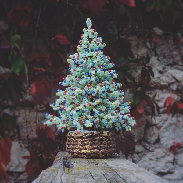 Beaded Christmas trees of different height, New Year gift, Christmas gift, seed bead tree, artificial Christmas tree, Colorado blue spruce