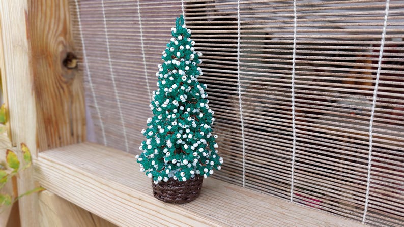 Beaded Christmas tree - New Year gift - Christmas gift - seed bead tree - artificial Christmas tree - decorated pine tree image 5