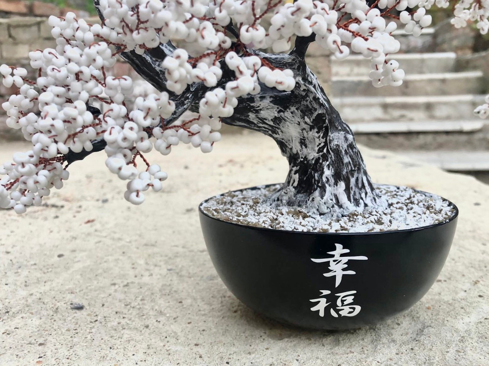 Beaded Artificial Tree Red Bonsai [size L], Autumn Japanese Bonsai