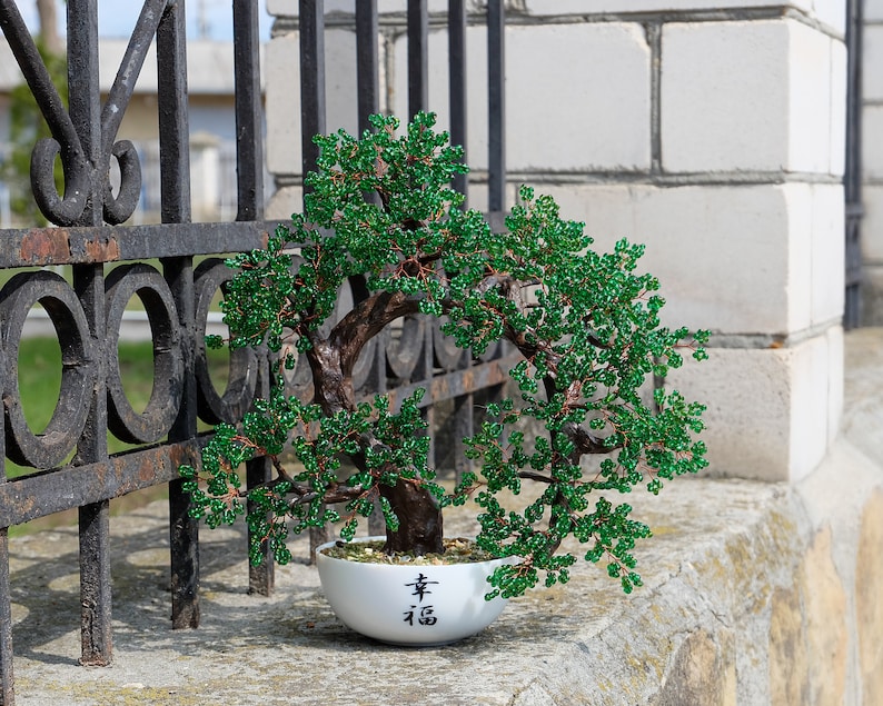 Beaded artificial tree red bonsai autumn japanese bonsai Etsy