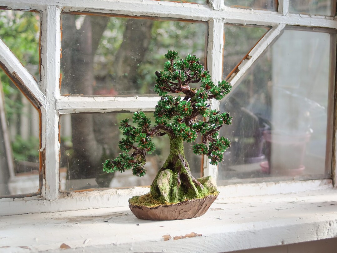 Beaded Artificial Wire Wrapped Bonsai Tree on Papier Mache Etsy