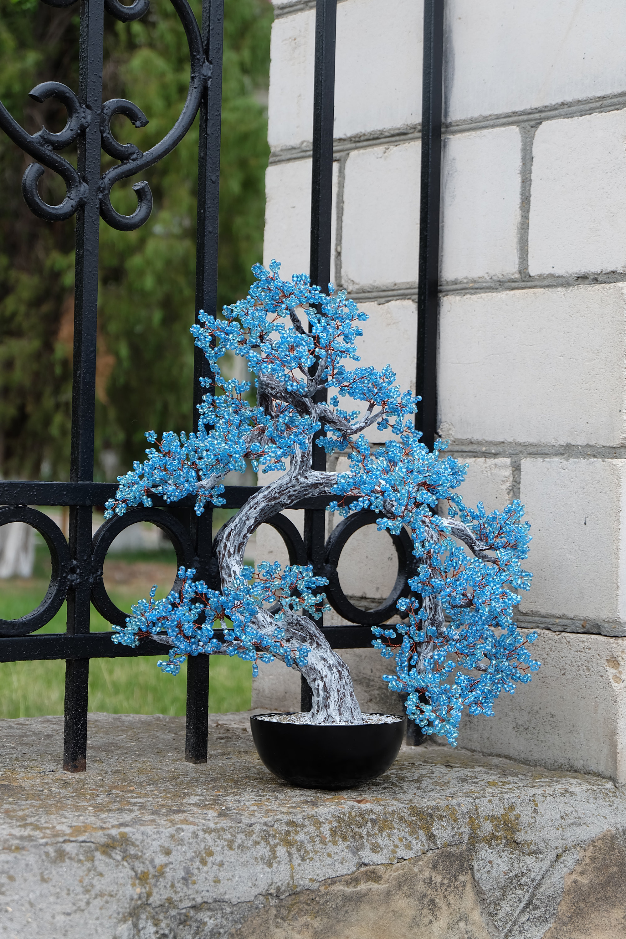 Beaded Artificial Tree Red Bonsai [size L], Autumn Japanese Bonsai