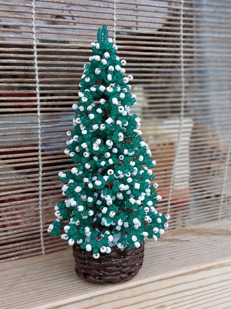 Beaded Christmas tree - New Year gift - Christmas gift - seed bead tree - artificial Christmas tree - decorated pine tree image 3