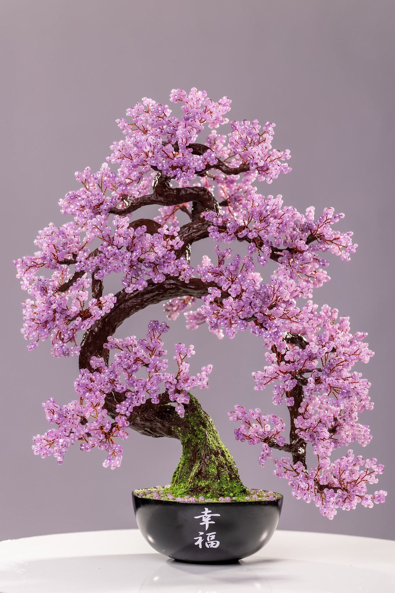 Beaded Artificial Tree Red Bonsai size L, Autumn Japanese Bonsai, Feng