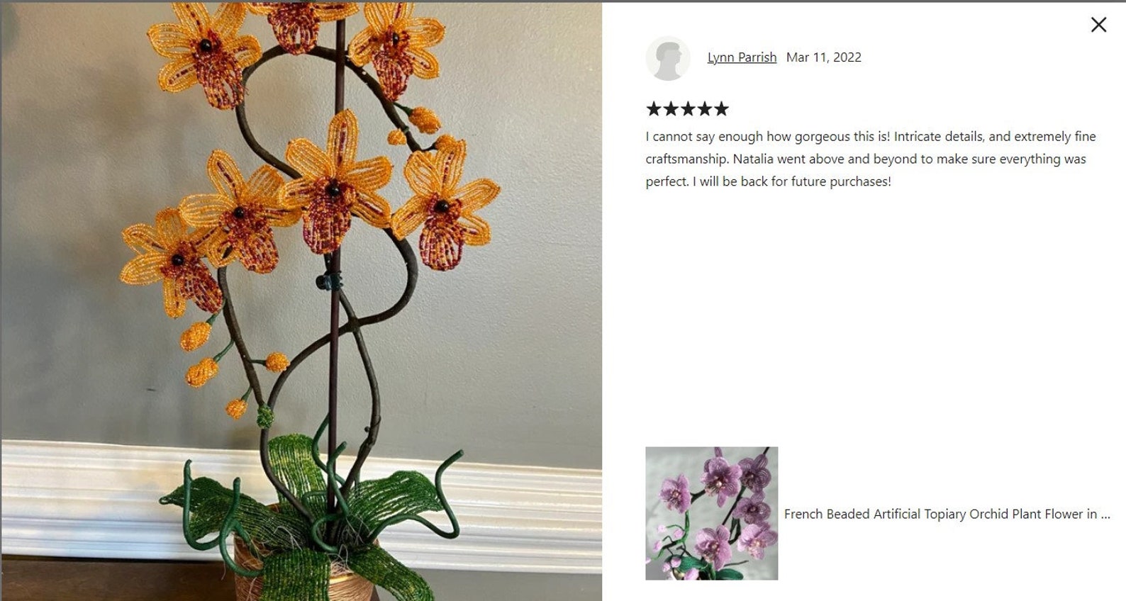 French Beaded Artificial Topiary Orchid Plant Flower in Pot Etsy