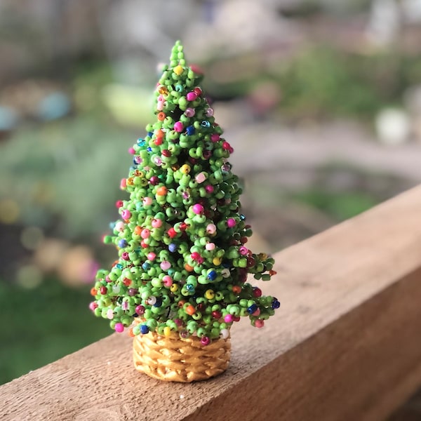 Beaded Christmas tree - New Year gift - Christmas gift - seed bead tree - artificial Christmas tree - decorated pine tree