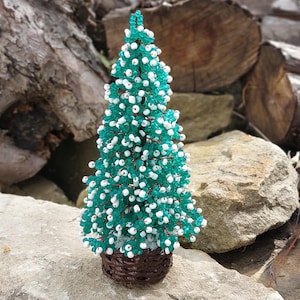 Beaded Christmas tree - New Year gift - Christmas gift - seed bead tree - artificial Christmas tree - decorated pine tree image 1
