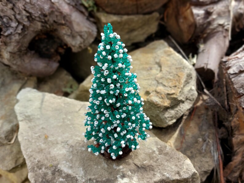 Beaded Christmas tree - New Year gift - Christmas gift - seed bead tree - artificial Christmas tree - decorated pine tree image 4