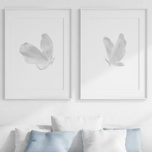 Butterfly Watercolor Print Set: Minimalist Gray Insect Art (Set of 2) - F6