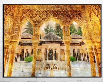 Alhambra print, Alhambra art, Palace print, travel print, Alhambra poster, Spain travel gift