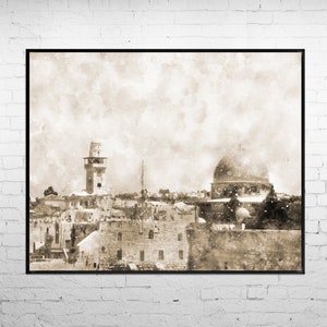 Jerusalem print, Jerusalem poster, Religious print, Israel print, Jerusalem painting Wall of Tears, Israel wall art, Jerusalem travel poster