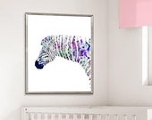 Nursery Zebra watercolor print, animal watercolor painting, animal art print, safari art, jungle art, home wall decor, illustration art - 30