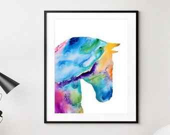 Watercolor print, watercolor horse art, animals art, giclee art print, home decor - 348
