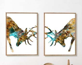 Animal art, Watercolor Deer Art Print Watercolor Wildlife Print, Animal Print, Watercolor Deer, Animal Wall Decor, Deer Home Decor - H132