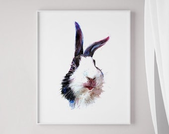 Watercolor Rabbit Print: Animal Nursery Wall Art, R70