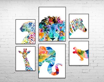 Colorful Animal Art Etsy