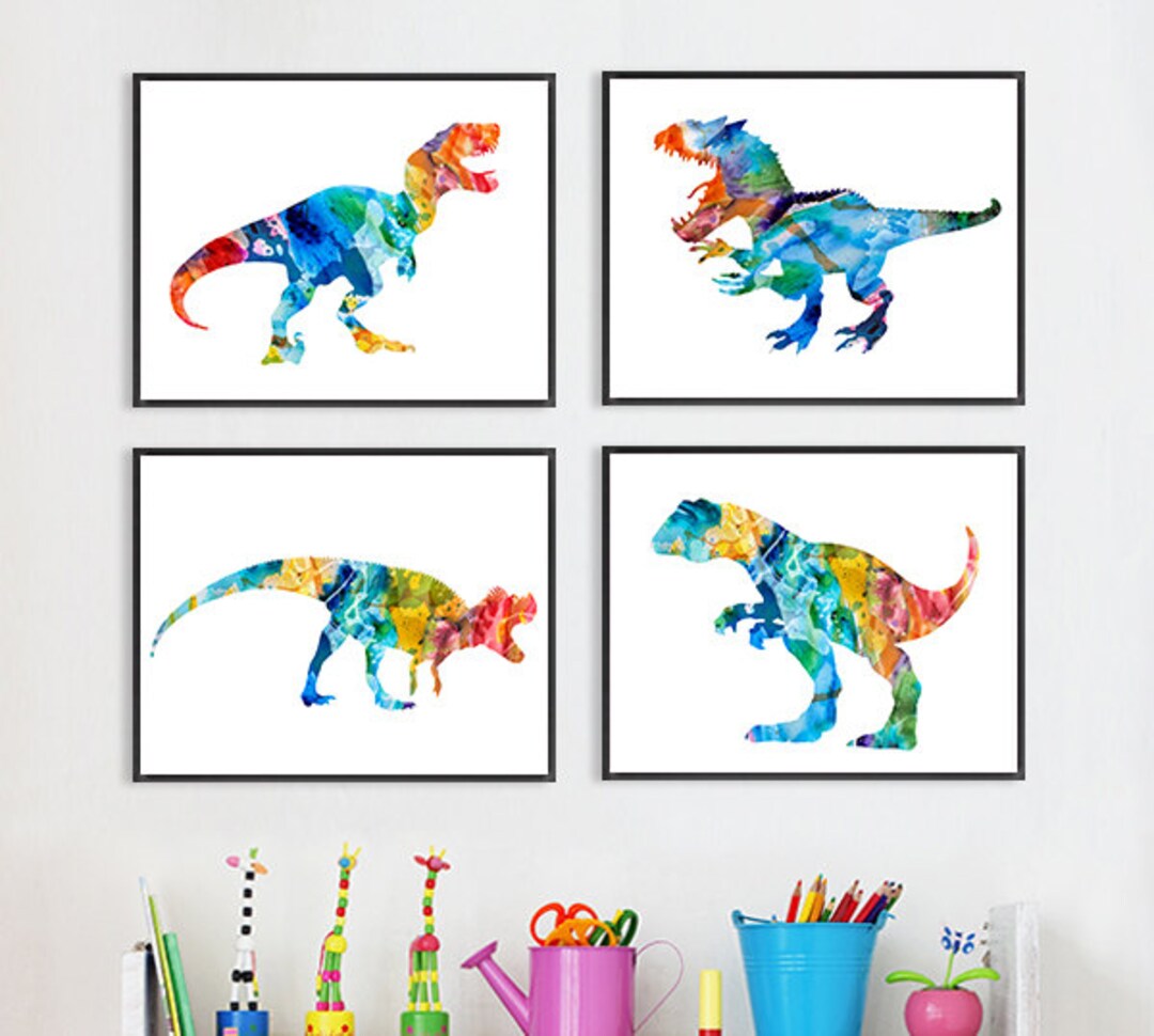 Dinosaur Art Print Nursery Dinosaur Print Colorful Kids Wall - Etsy