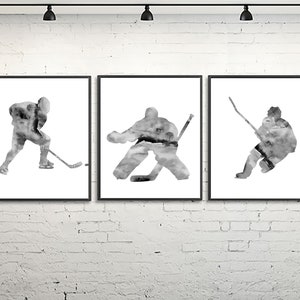 Black white hockey print, hockey poster set, sport wall decor, hockey wall art, nursery sports decor, boys room decor, sport teen art - Z54